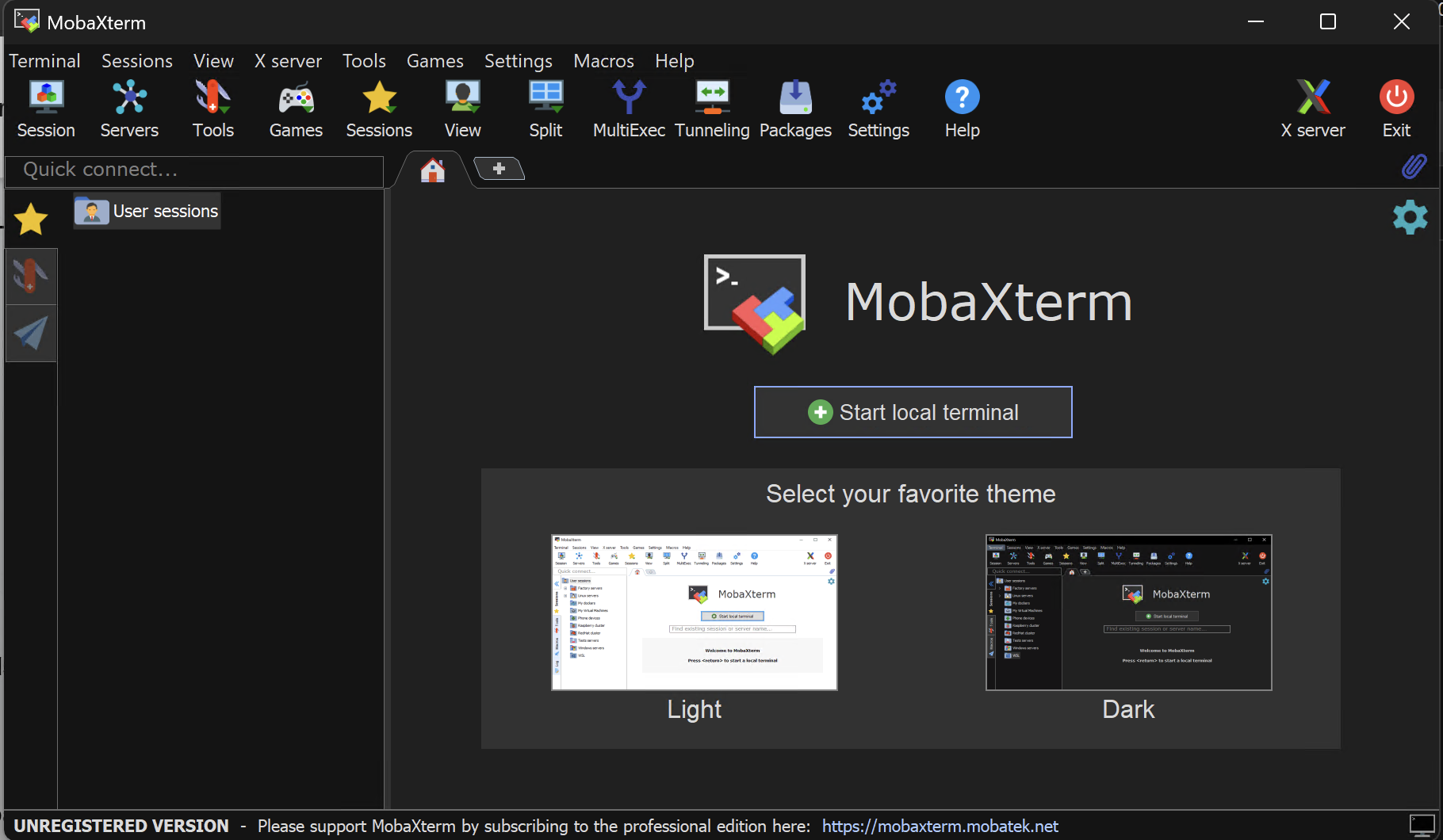 tampilan dasar mobaexterm