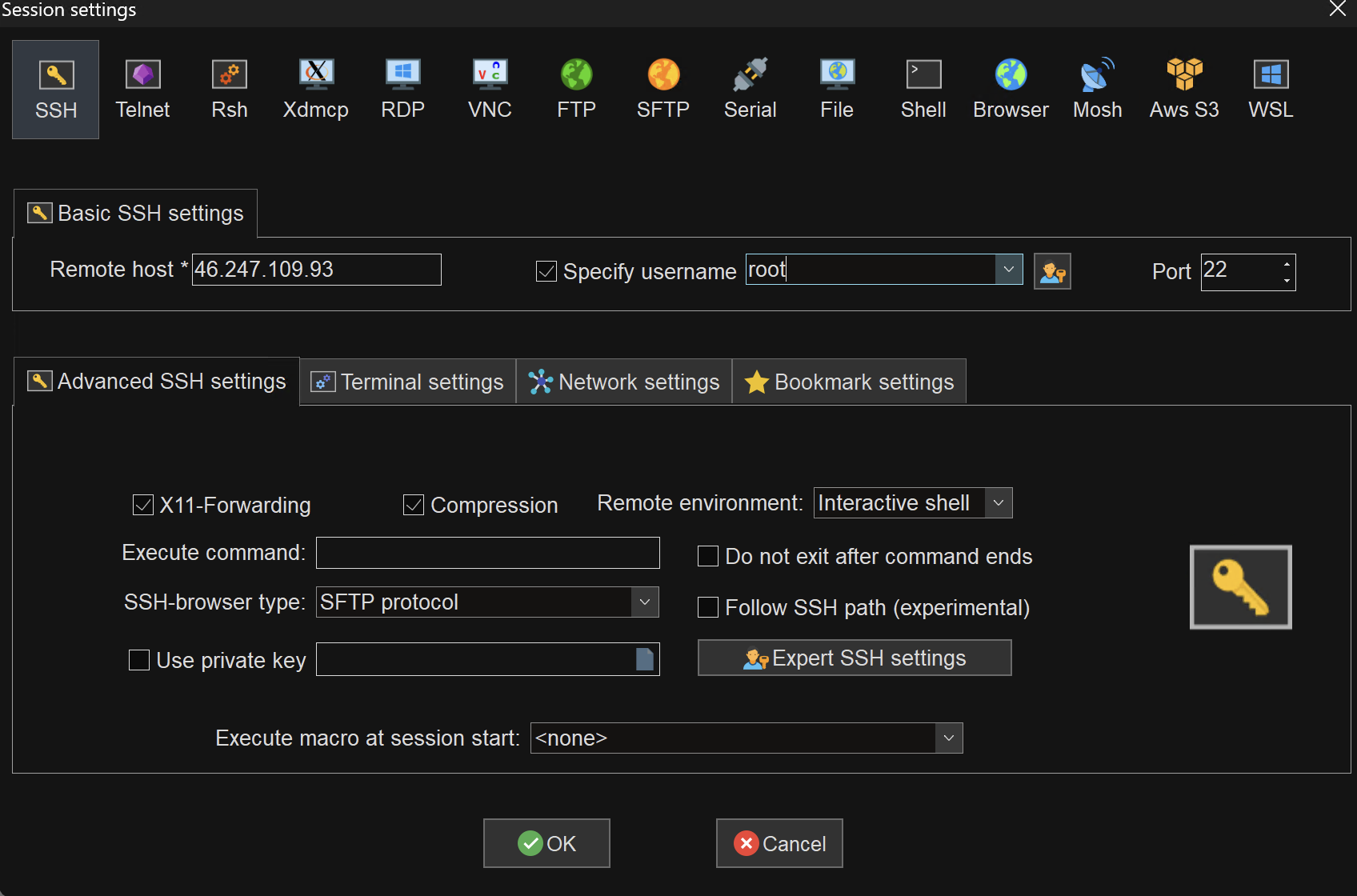 masukan login akses vps